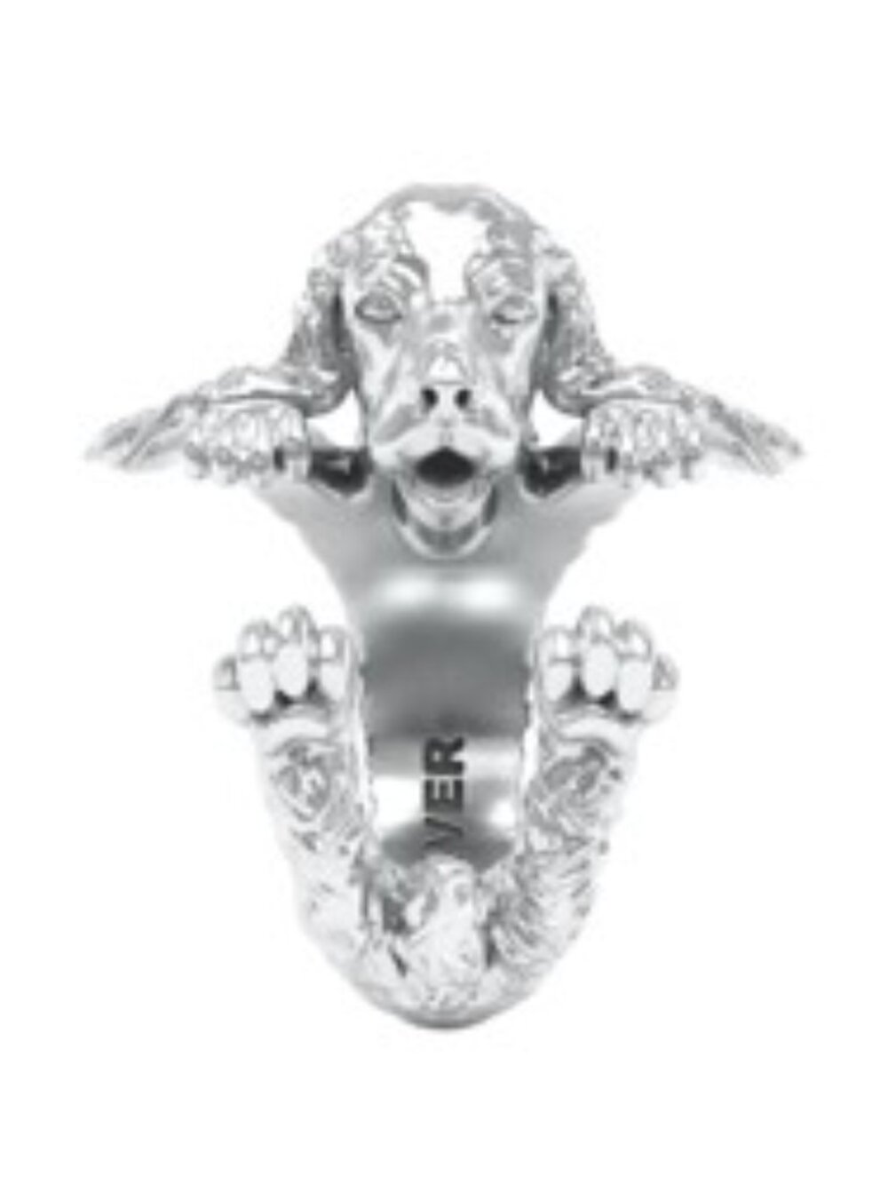 Dog Fever Sterling Silver Cocker Spaniel Dog Hug Ring